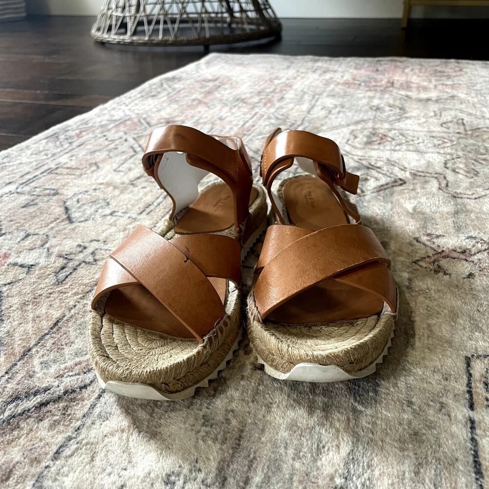 RAG & BONE Giza Leather Espadrille Sandals In Caramel Leather Size EU 38 - Picture 8 of 11